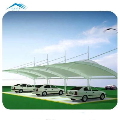 China Customized size metal frame PVDF strong and sturdy canopy carport garages canopies parking garage car system for sale