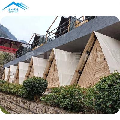 中国 Single Room Luxury Hotel Permanent Tent Glamping Safari Tent Set Two Single Bed Tent 販売のため