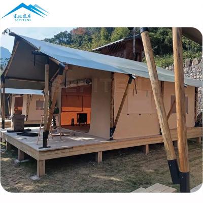 中国 Custom Luxury Glamping Hotel Tent for Resort Safari Luxury Shape New Design Hotel Orange 5 + Person Tent Double 販売のため