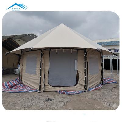 中国 Prefab permanent rest campsite houses 6 meters 1 bedroom safari canvas glamping tent for sale 販売のため