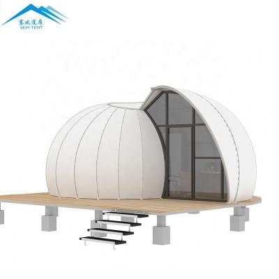 中国 Membrane Tent PVDF Roof Cover Glamping Safari Tent Shade Hotel Tent With Snail Shape 販売のため