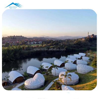 中国 Outdoor glamping hotel resort tent villa luxury canvas semi-permanent tent 販売のため