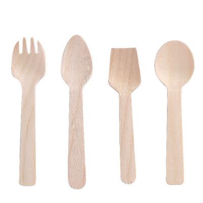 China Small Moq Fast Shipping Cute Recyclable Disposable Eco-friendly Biodegradable Cutlery Wooden Spoon Disposable Cutlery for sale