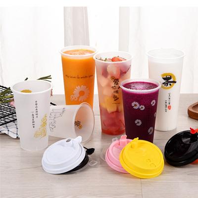 China SMALL MOQ Eco-friendly Disposable Custom Printed Logo No Leak Food Grade Milk Tea PP Cups 8oz 12oz 16oz 20oz Bubble Tea With Cover for sale