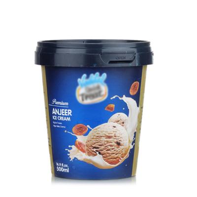 China Ecological. food grade JS IML printing in mold label logo water proof tamper proof seal custom plastic lock pp ice cream container for sale