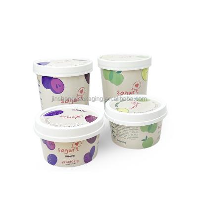 China Disposable Ready to Ship Food Grade 100g 4oz Ice Cream Personalized Paper Recyclable Biodegradable Cup with Lid and Spoon for sale