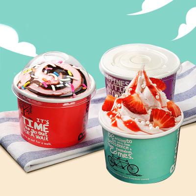 China Single Wall Take Away Food Grade PP Plastic Ice Cream Yogurt Food Dessert Cups With Lids for sale