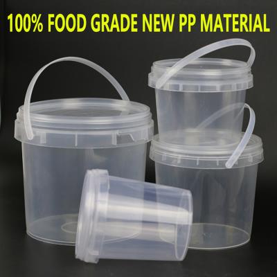 China Round 500g 2021 Recyclable High Quality Transparent Custom Food PP Frozen Ice Cream Packaging Plastic Safe Plastic Plastic With Handle for sale