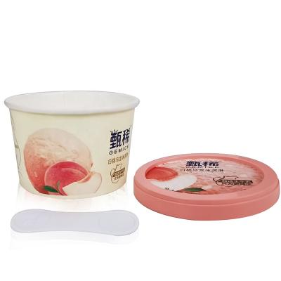 China Food Grade Single Wall 4oz 5oz 6oz BPA Free PP Printing Pint Ice Cream Printing Pint Eco Friendly Frozen Safe Cup With Lid And Spoon for sale