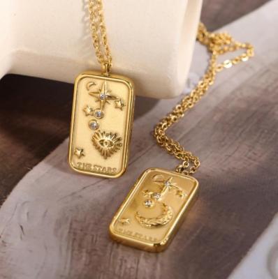 China FASHIONABLE new design Zircon tarot card necklace 18k gold plated stainless steel o chain necklace fashion jewelry 2023 for sale