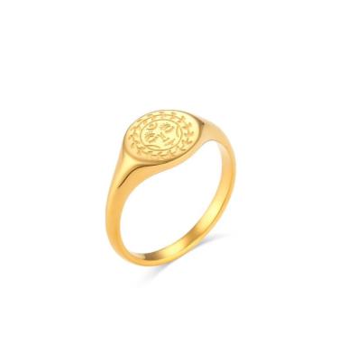 China Vintage Jewelry Fine Fashionable Fine Stainless Steel PVD 18K Gold Plated Moon Sun Goddess Couple Ring 2023 for sale