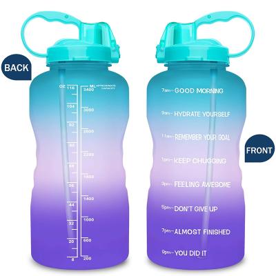 China Wholesale 128oz Bpa Viable Tritan Free Plastic Sports Gallon Motivational Water Bottle With Wide Mouth Lid for sale