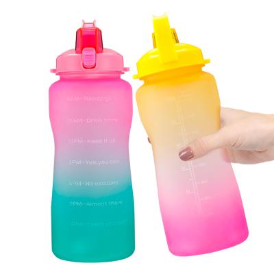 China Viable In Stock Amazon Hot Selling 2 Liter 64 Ounce Sports Gym Straw Motivational Water Bottle With Time Marker for sale