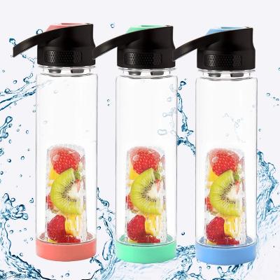 China EVERICH 900ml Viable Free Plastic White Plastic Fruit Infuser Water Bottle BPA Tritan for sale