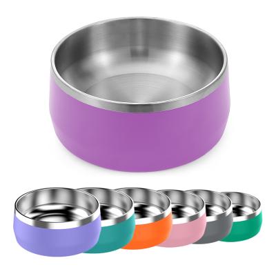 China Everich Sustainable Ready To Ship Double Layer Stainless Steel Pet Food Dog Feeding Bowl Anti-Slip Power Coated Pet Bowl for sale