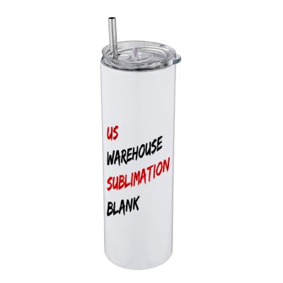 China PORTABLE Skinny White Straight 20oz Sublimation Masks Stainless Steel Tumblers With Metal Straws for sale