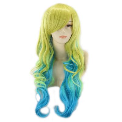 China Body Wave Ombre Color Anime Multi Curly Long Curly Synthetic Hair Wig Heat Resistant Cosplay Wigs For Party for sale