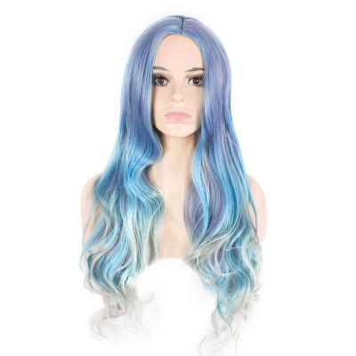 China Synthetic Ombre Blue Wig Body Wave Wig Hair Light Blue Wig for sale