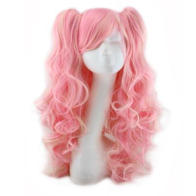 China 2022 Hot Sale Wholesale Anime Body Wave Hair Two Ponytail Cosplay Wig With Bangs for sale