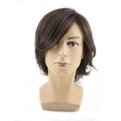 China Fashion Headband Men's Soft High Temperature Synthetic Hair Wig Natural Wire Curly Hair Wigs For Men for sale