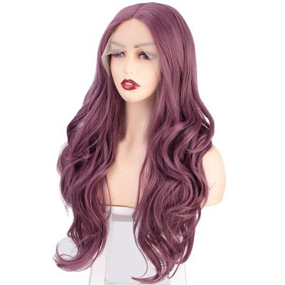 China High Quality Silky Straight Wave Weaves And Wigs Womens Wig Purple Long Curly Hair Pre Plucked Human Lace Front Wig for sale