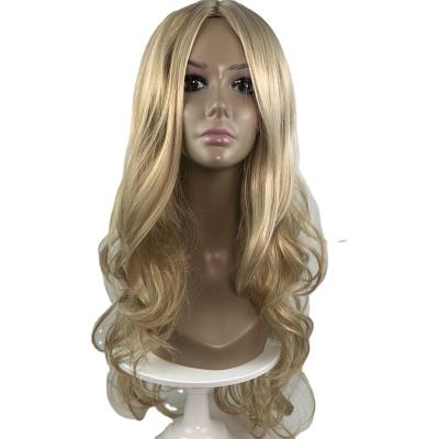 China General Curly Light Gold Hair Extensions 26inches 240g Flame Solid Color Synthetic Wig for sale