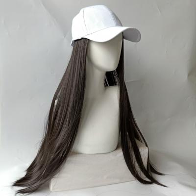 China Korean Version Long Synthetic Baseball Cap Wig For Afro Color Women Daily Wear White Hat Wig Adjustable For Girls for sale