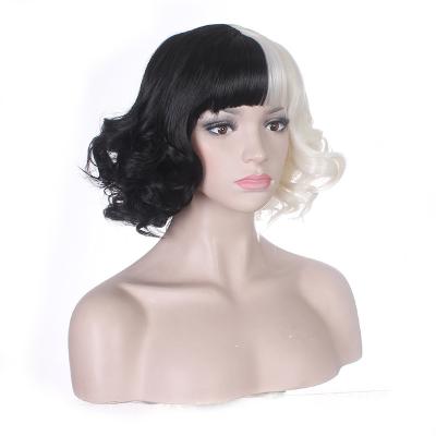 China Stage Wig Short 180g Multicolor Alternative Black And White Dress Dress Anime Curly Hair for sale