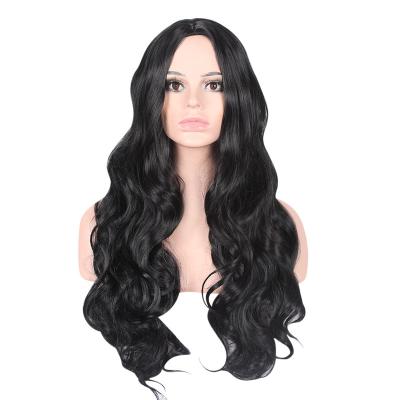 China Long Body Wave Wig Women African Black Curly Hair High Temperature Silk Hair Cover for sale