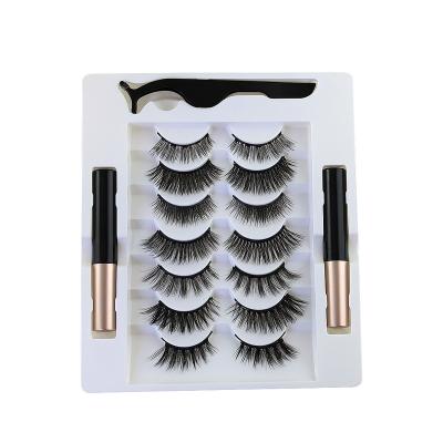 China 3D Magnetic Eyelash Associate Natural Long 7 Pairs Set Soft Magnetic Falselash And Luxury Eyelash Applicator Magnetic Clip for sale