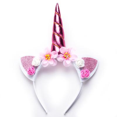 China Party Hair Accessories Birthday Party Christmas Headband Unicorn Flower Headband For Baby Girl for sale