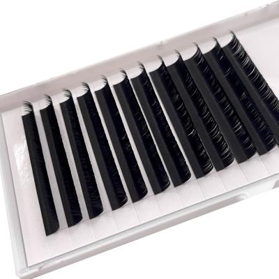 China Natural Professional Cashmere Slit Tips Matte Black Ellipse Flat Lashes 0.15 Different Length Mixed 0.20mm Trays Flat Lashes for sale