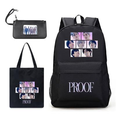 China KPOP Kpop Star Letter Peripheral Package STRAYKIDS SEVENTE Student Backpack Oxford Cloth Shoulder Bag Card Three-piece Package Set OEM for sale