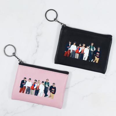 China Kpop Boys STRAYKIDS Waterproof Bulletproof Star The Same Style Material Mini Wallet Mini Portable PU Zipper Coin Purse Wallet for sale