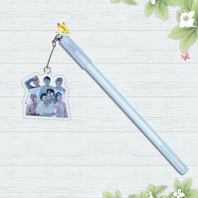 China JIMIN SUGA boys star gift signature black pen of the new album Korean bulletproof peripheral acrylic pendant pen normal 0.5mm gel for sale