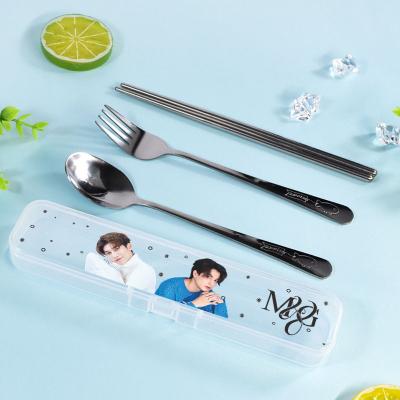 China LUMINOUS Star Design Thailand VICTORY F4 Travel Cutlery Set Stainless Steel Fork Spoon Chopsticks Cutlery Set for sale