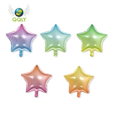 China New design 2021 high quality rainbow gradient party party iridescent color 18 inch star foil balloon for birthday wedding party supplies for sale