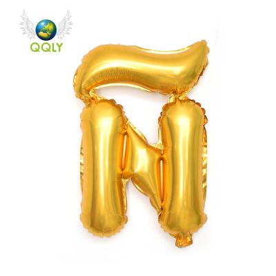 China Wholesale Party 16 Inch Spanish Letter N Gold Foil Helium Balloon For Baby Shower Birthday Wedding Theme Party Decoration Supplies for sale