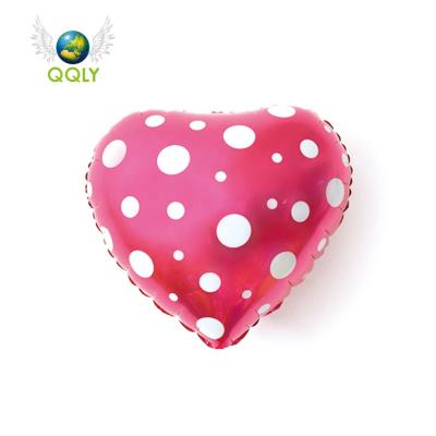 China Hot Selling Custom 18 Inch Party Ball Valentine's Day Decoration Foil Red-Pink Balloons Wedding Heart Shape White Dots for sale