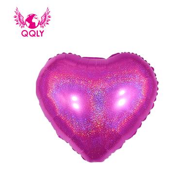 China 2019 new party design18 inches laser decoration birthday foil heart balloon for sale