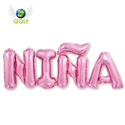 China Hot Selling Spanish Mylar Expression Balloon NINA NINO Birthday Celebration Party Theme Decoration Foil Inflatable Party Balloons for sale