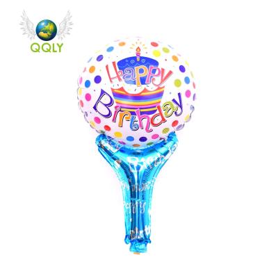 China Beautiful Party Hand Assembly Stick Shape Foil Balloon Happy Birthday Helium For Birthday Party Celebration Decoration Supplies for sale