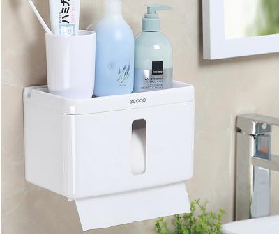 China Bathroom Plastic Accessory Suction Cup Double Sided Toilet Paper Holder for sale