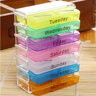 China Plastic Colorful PP Rainbow 7 Days Pills Box Medicine Storage Drug Case for sale