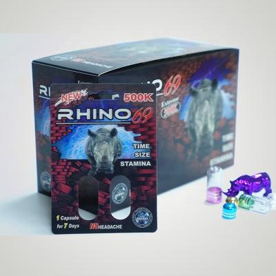 China Wholesale Customized Recyclable Printing Rhinoceros 69 Pill Capsule 3D Effect Packaging Card And Box for sale