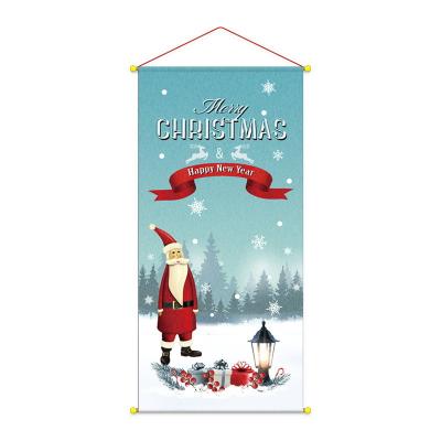 China Health Care Institution New China Merry Christmas Decoration Outdoor Polyester Pole Flag Garden Christmas Decoration Giant Hanging Flag for sale