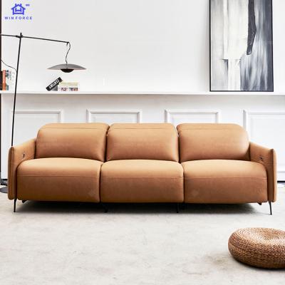 China European Style Foldable Furniture Set Electric Leather Power Sofa Motorized 3 Seater Recliner Sectional Sofa for sale