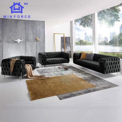 China High End Luxury Fabric Stretch Sofa Set Sofa Furniture Modern Chesterfield Sofa Chair Velvet Fabric for sale