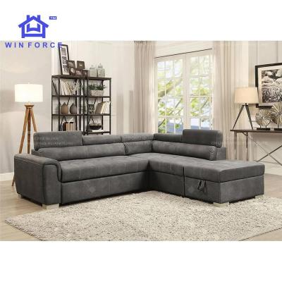 China (Other) Modern Design Adjustable L Shape Fabric Sofa Bed Sofa Furniture Sectional Sofa Living Room Sleeper for sale