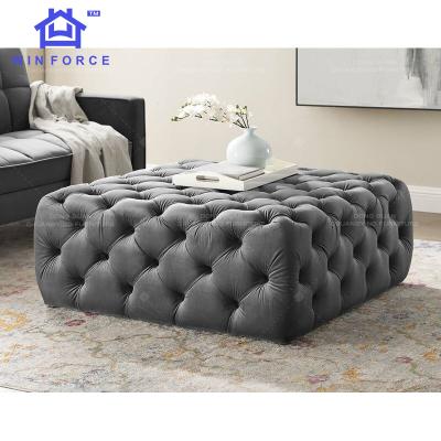 China New Style 2021 New Style Extendable Luxury Living Room Bedroom Tufted Chesterfield Ottoman Single Stool for sale